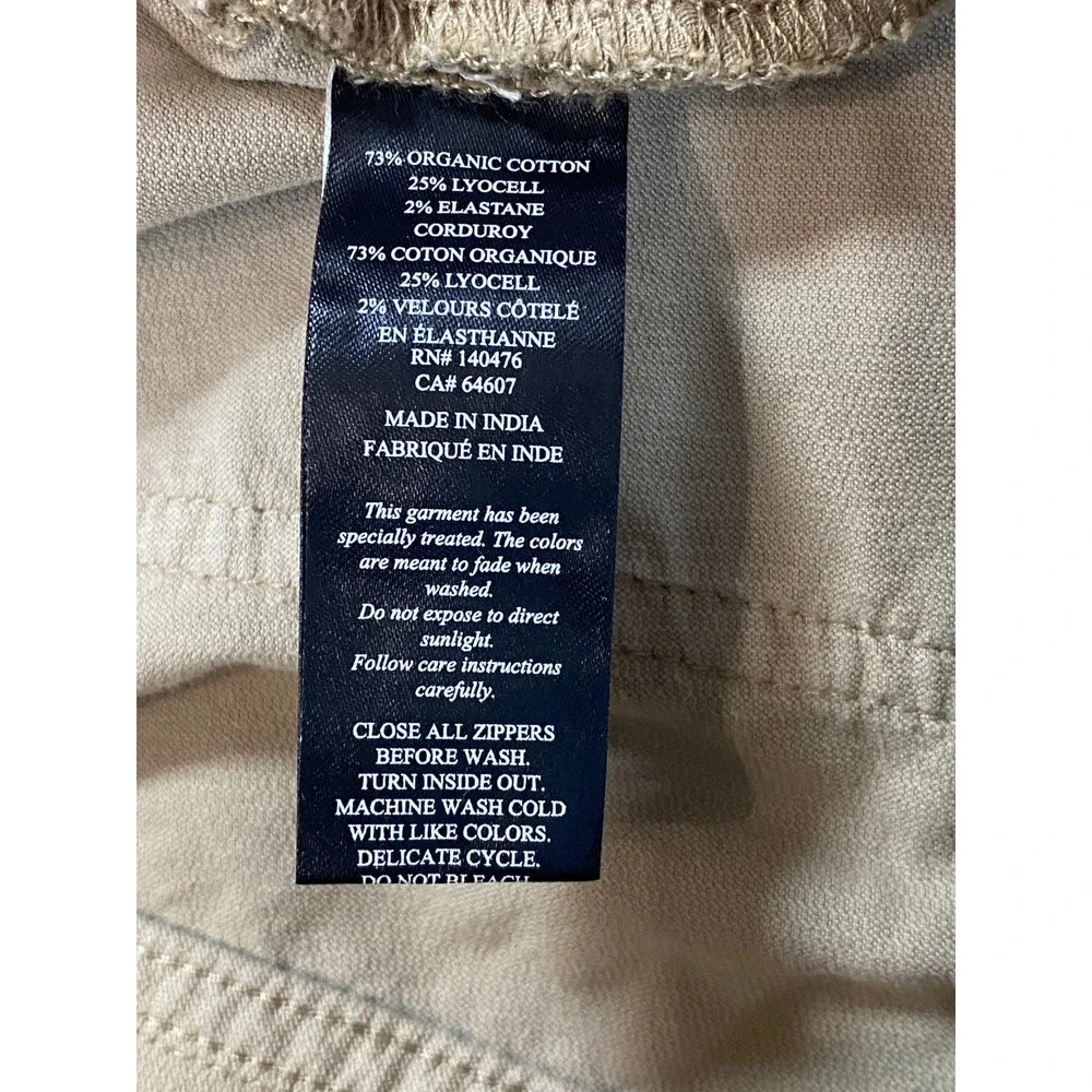 Faherty Brand Mens Tan‎ Khaki Corduroy 5-Pocket Straight Leg Pants
